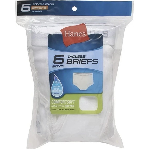 Hanes Other - Hanes Boys 6 Pack Tagless White Briefs - Size: M 10-12